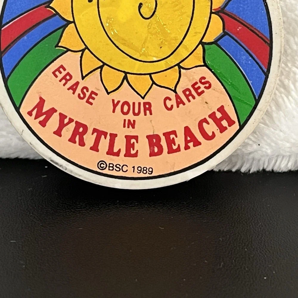 1989 Myrtle Beach ERASER Vintage Souvenir Collectible Erase Your Cares Sun 2